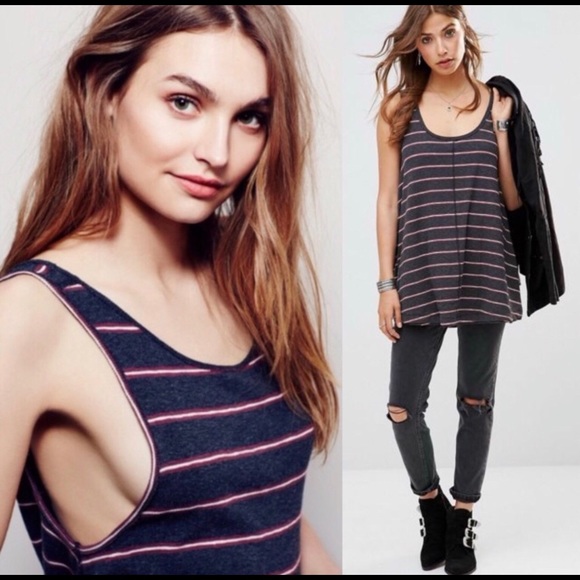 Free People Tops - FREE PEOPLE “We the Free” Garden Stripe Tunic Tank